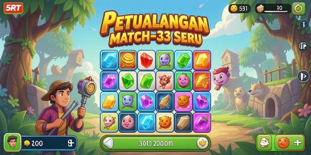 Screenshot 5RT menampilkan gameplay Match-3 yang seru dan menantang.