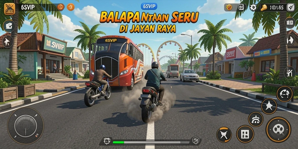 Screenshot menampilkan aksi balapan seru di 6SVIP.