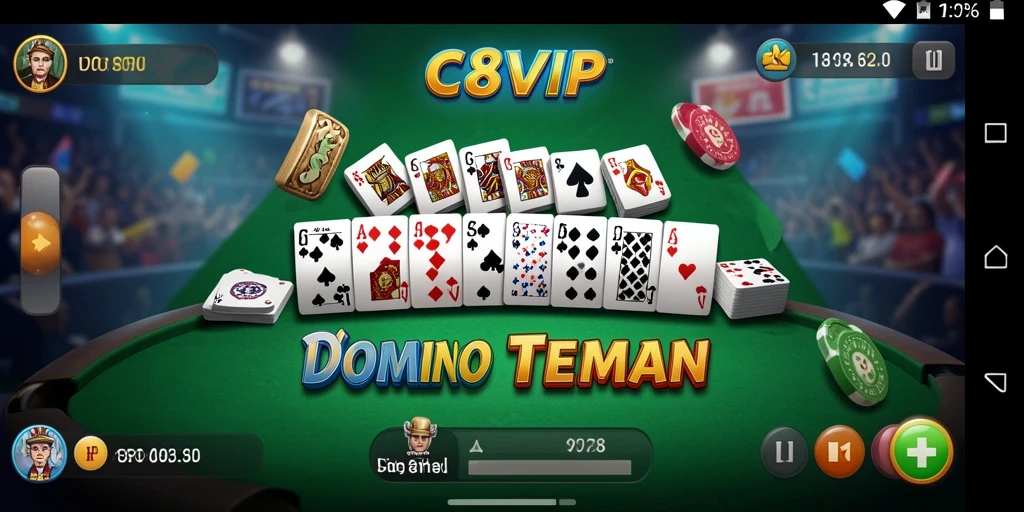 Screenshots gameplay C8VIP yang menunjukkan pertandingan Domino yang seru.