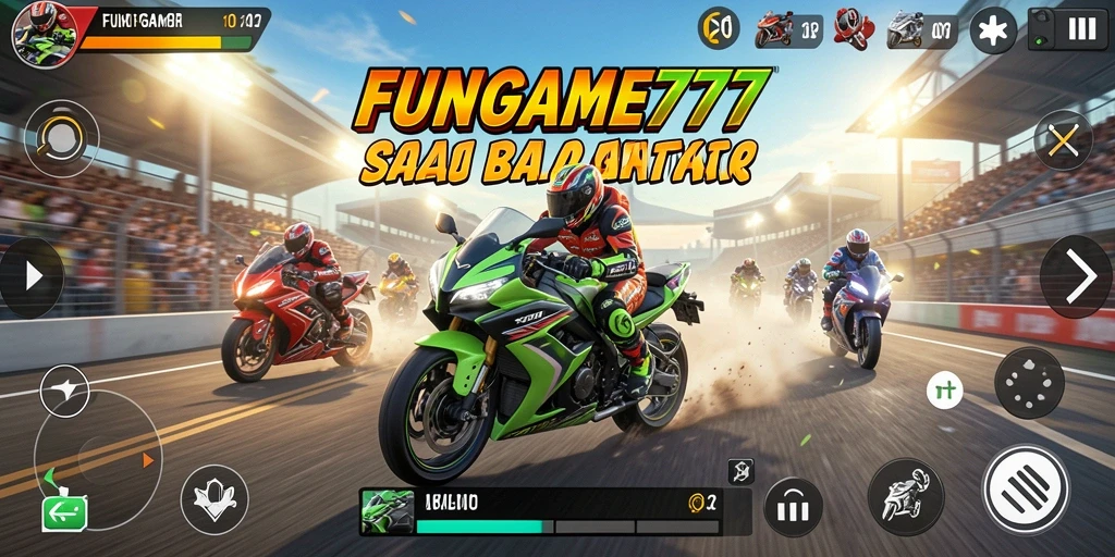 Gameplay seru balap motor di FUNGAME777 dengan grafis menakjubkan.