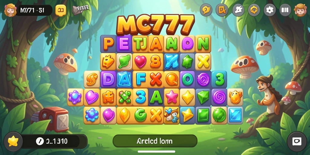 Screenshot gameplay <strong>MC777</strong> yang menunjukkan keseruan mencocokkan permata.