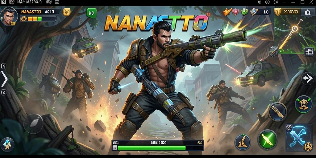 Screenshot dari gameplay NANASTOTO yang menampilkan aksi seru saat bertarung.