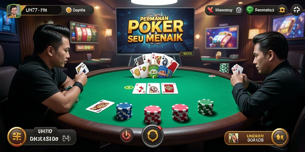 Tampilan gameplay seru dan menarik di UH77 Poker.