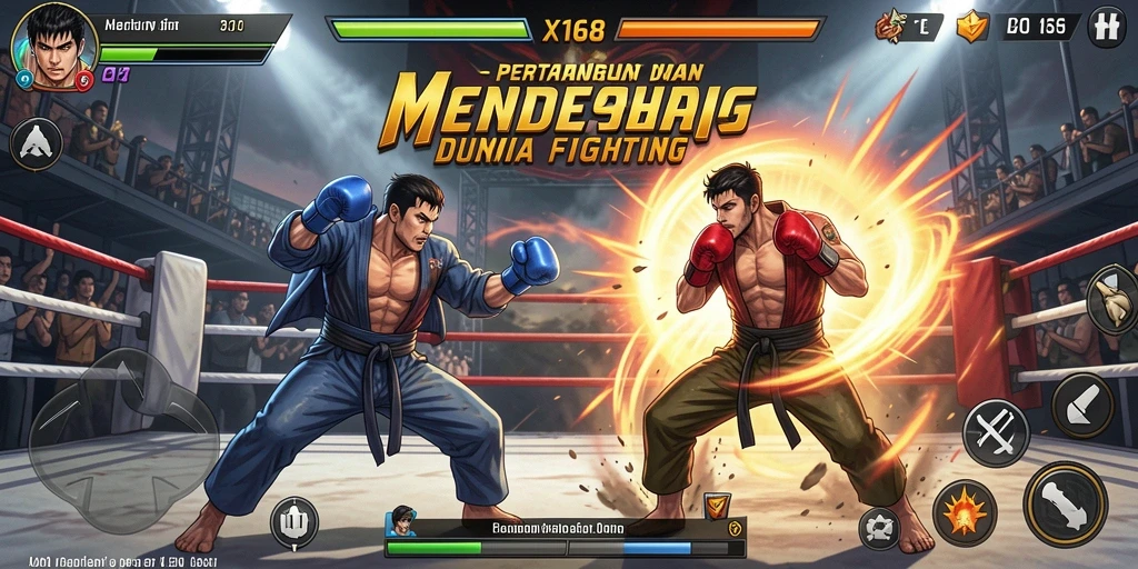 Screenshot gameplay X168 menampilkan aksi pertarungan yang intens dan grafis memukau.